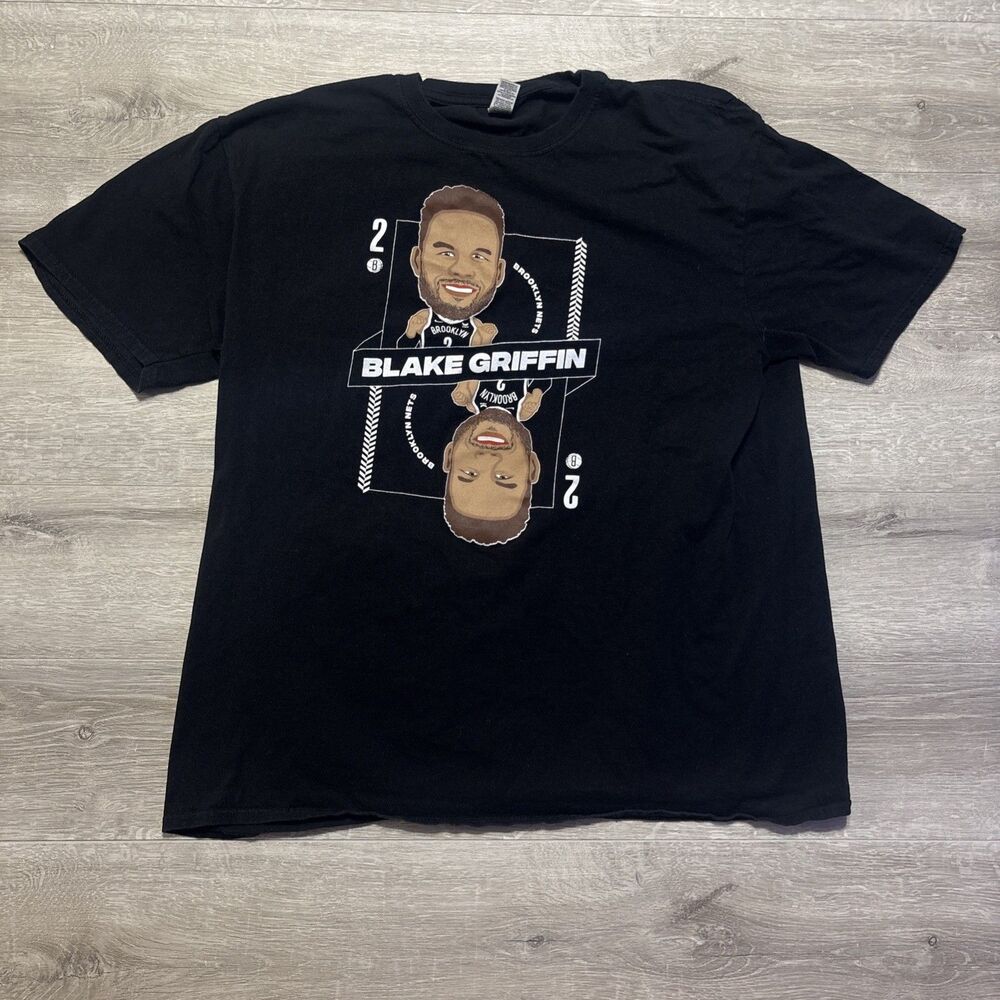 Blake Griffin Brooklyn Nets Caricature Graphic T-Shirt Mens XL Black NBA